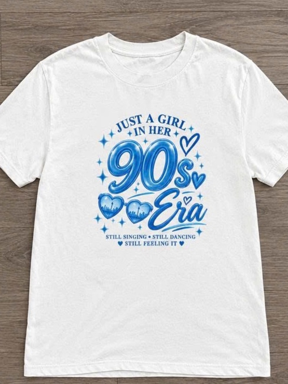 backstreet boy Düsseldorf Era Graphic Tee - White with Blue Print